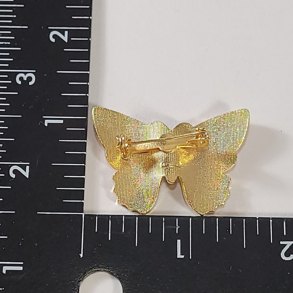 Cloisonne Butterfly Brooch Multicolor Enamel Gold Tone Nature Pin Jewelry - Picture 5 of 6